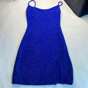 Blue dress with small slit
